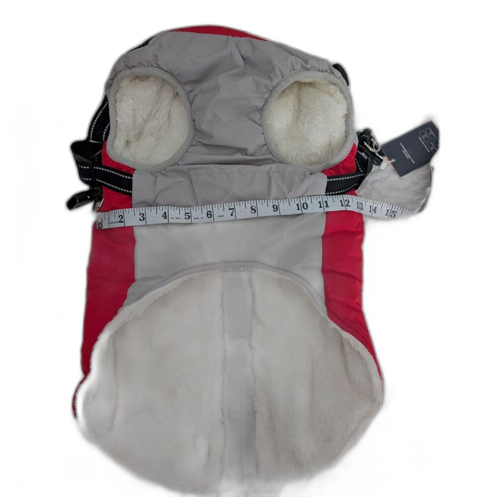 IECOii Winter Waterproof Dog Coat Red/Gray Size L - Picture 7 of 12